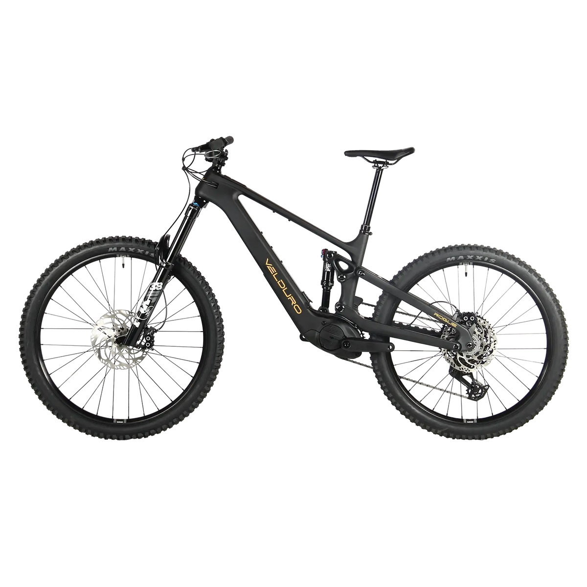 Velduro Rogue X e-MTB med Fox 38-gaffel och Magura MT5-bromsar